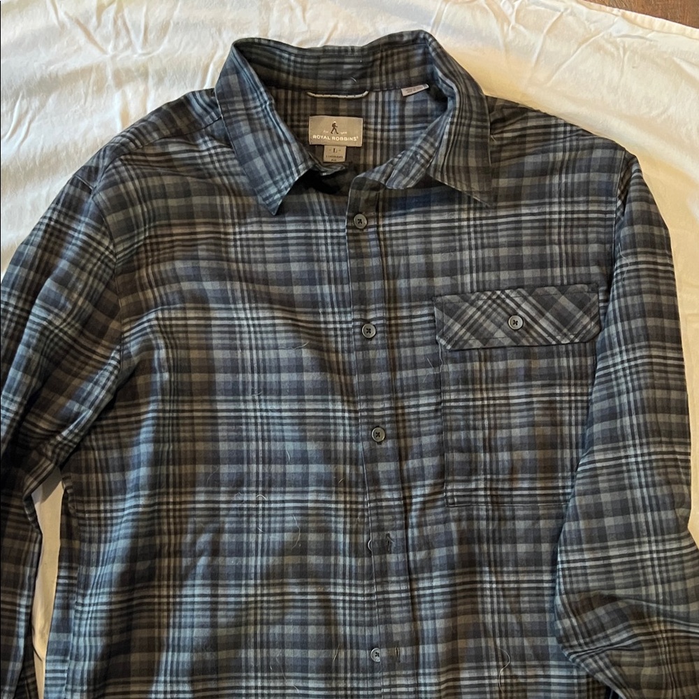 Royal Robbins Blue and Gray Plaid Casual Shirt